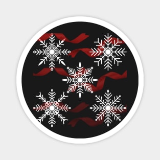 Christmas Snowflakes and Ribbons - A Christmas Pattern - Ugly Christmas TShirt Magnet